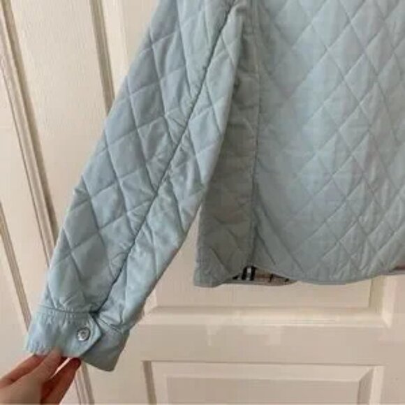 Burberry Made in England Mint Green Quilted Nova Check Lining Utility Jacket S - Picture 7 of 11